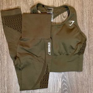 Gymshark Energy Seamless Cropped Vest - Khaki